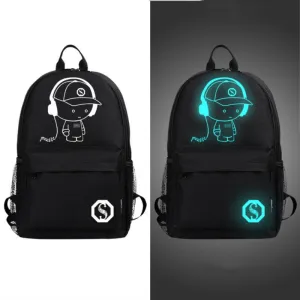 Night Glow Backpack with USB Connection Port