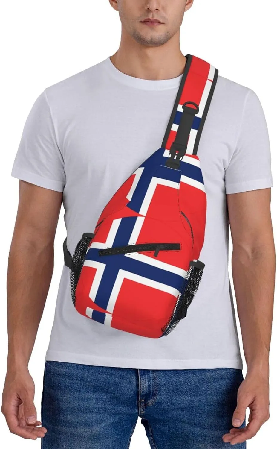 Norway Norwegian Flag Round Chest Sling Bag Crossbody Shoulder Backpack Bag Gym Cycling Daypack Travel Hiking Cross Bag