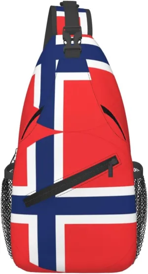 Norway Norwegian Flag Round Chest Sling Bag Crossbody Shoulder Backpack Bag Gym Cycling Daypack Travel Hiking Cross Bag