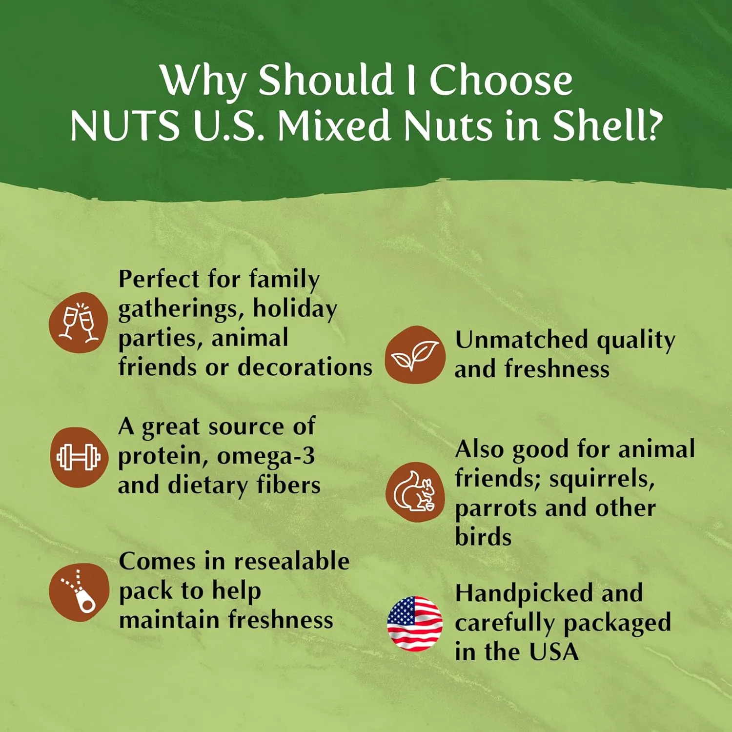NUTS U.S. – Mixed Nuts In Shell (Almonds, Walnuts, Hazelnuts, Pecans, Brazil Nuts) | No Added Colors and No Artificial Flavors | Fresh Buttery Taste and Raw |Packed In Resealable Bags!!! (6 LBS)