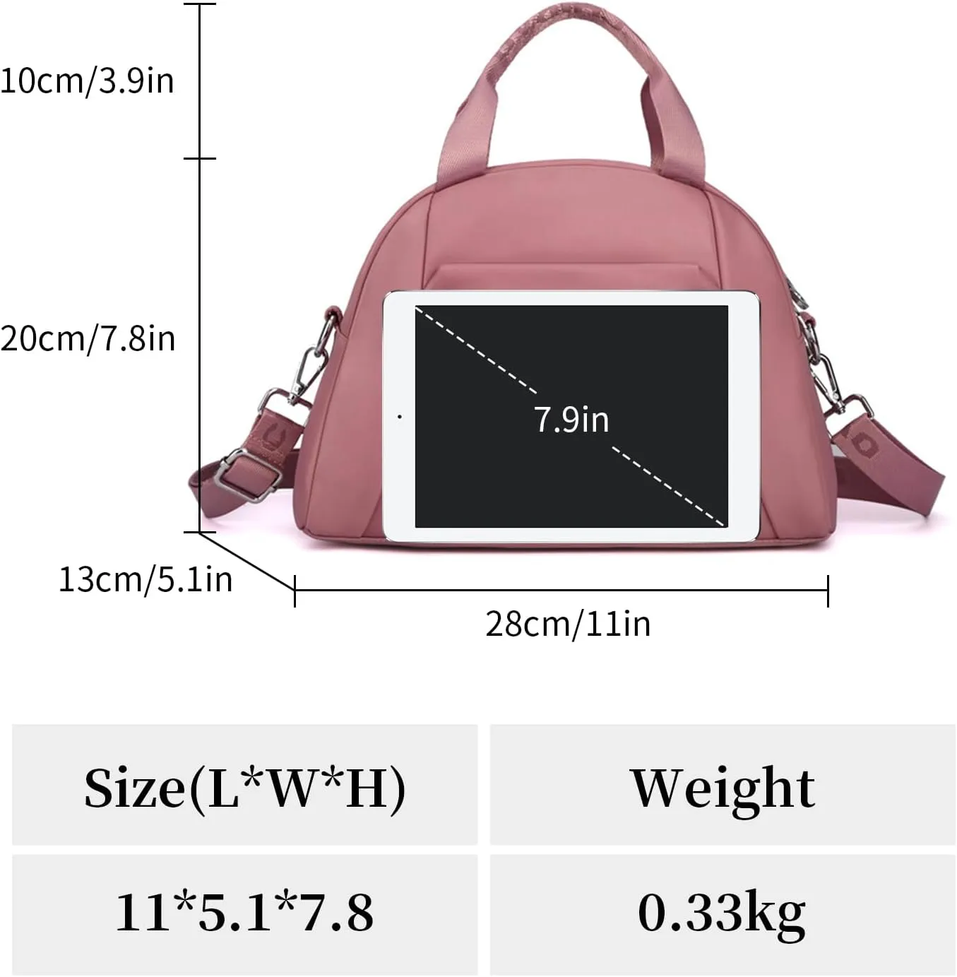 Nylon Crossbody Bag for Women Waterproof Shoulder Bag Lightweight Purse with Pockets Ladies Travel Handbag (Red)