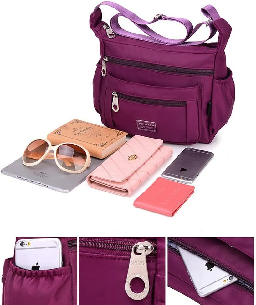 Nylon Crossbody Bags for Women with Pockets Waterproof Lightweight Shoulder Bag