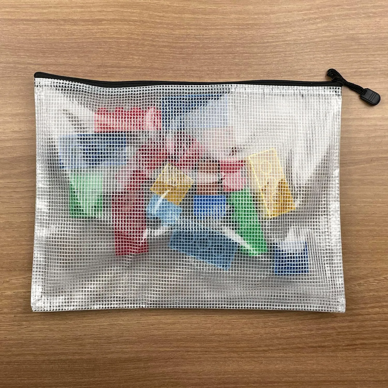 Oaimyy-18 Pcs,7"x 11",Plastic Mesh Zipper Pouch Document Folders Bag Zipper Zip File Folders for Office Supplies, Travel,Organizing Storage (7X 11 Inch, Multicolor)