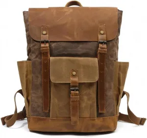 Oil Wax Cow Leather Backpacks Unisex Laptops Daypacks Large Capacity Vintage Coffee