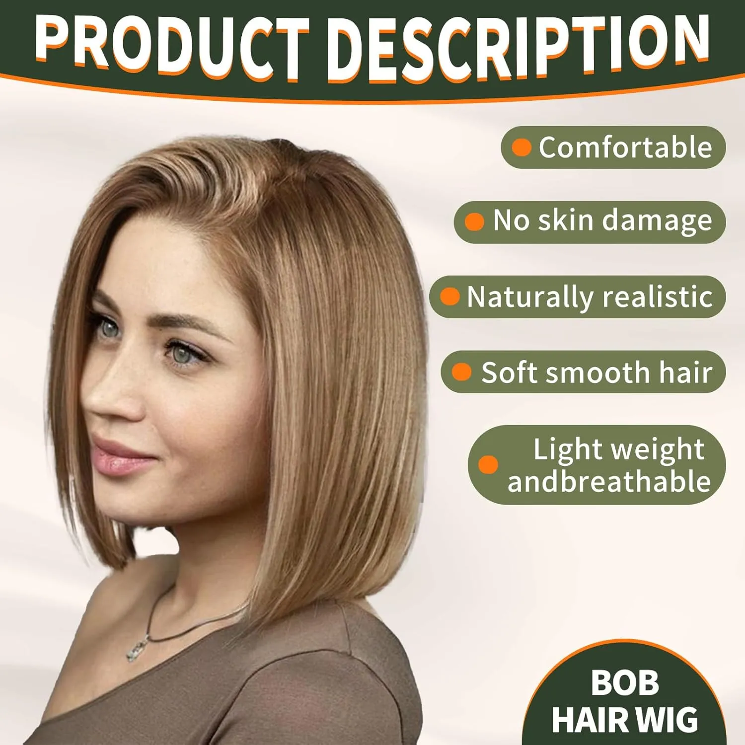 Ombre Blonde Short Bob Wigs,Ash Blonde Straight Shoulder Length Wigs for Women,Middle Part Heat Resistant Fibre Synthetic Wig Daily Use 16IN…