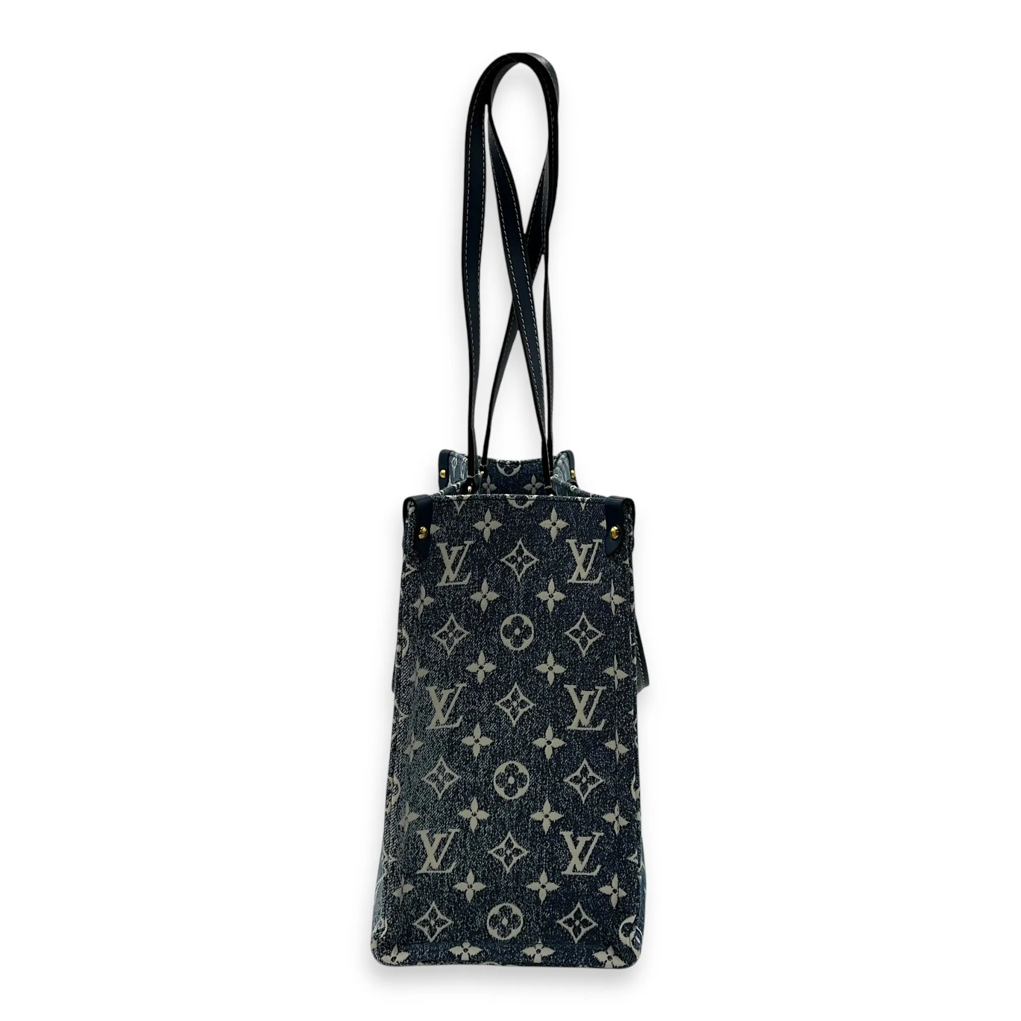 OnTheGo Tote Bag Blue in Denim, Gold hardware