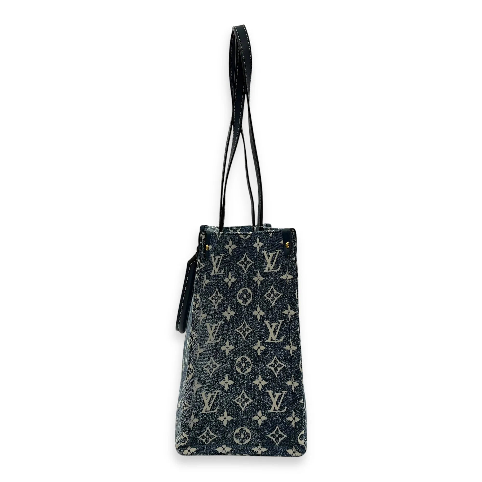 OnTheGo Tote Bag Blue in Denim, Gold hardware