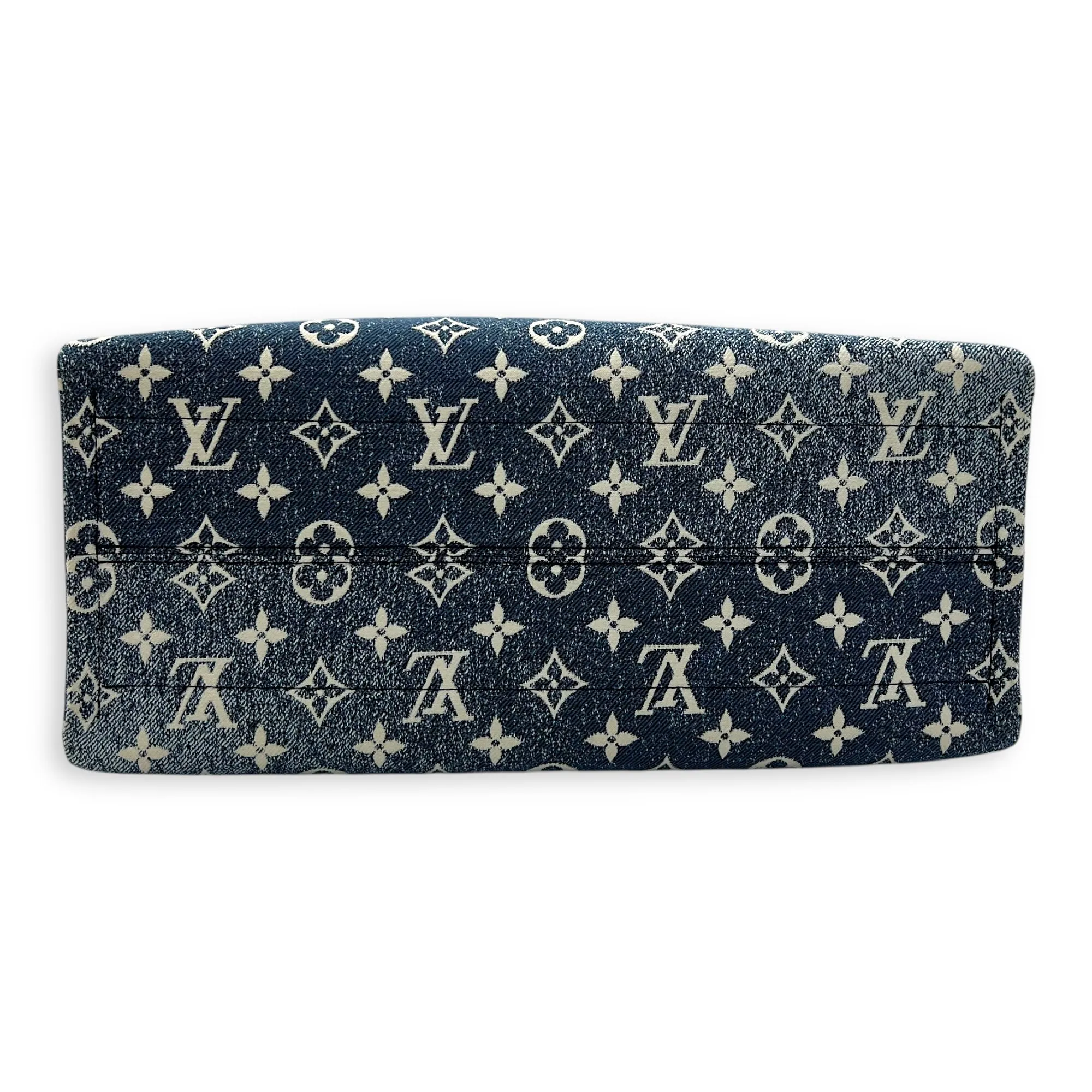 OnTheGo Tote Bag Blue in Denim, Gold hardware