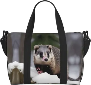 Opossum In Snow print print Travel Duffel Bag,workout duffel bag, overnight shoulder Bag,Weekender Bag for Women Men