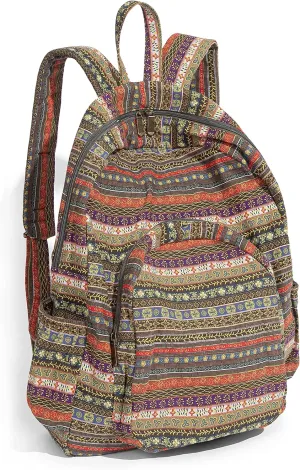 OPQRSTU Women Hippie Hand Bag Large Capacity Bohemian Bag Portable Tourist Fashion Backpacks (Green yellow)