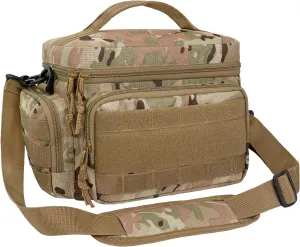 OPUX Tactical Lunch Box for Men, Camo Mens Insulated Lunch Bag for Adult, Leakproof Soft Lunch Cooler with MOLLE Mesh Side Pockets, Multicam Heavy Duty Lunchbox Pail for Work Women, Medium 10 Cans