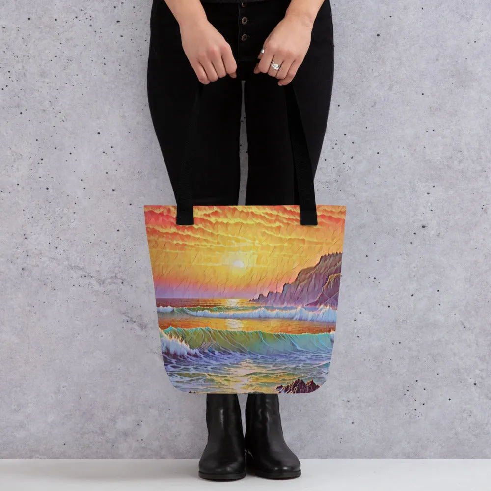 Oregon Coast Sunset - Digital Art - Tote bag
