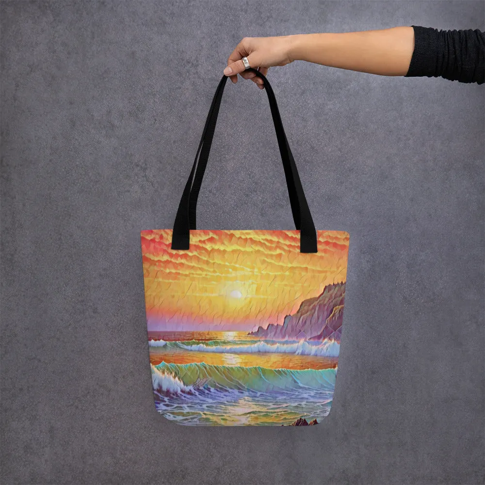 Oregon Coast Sunset - Digital Art - Tote bag