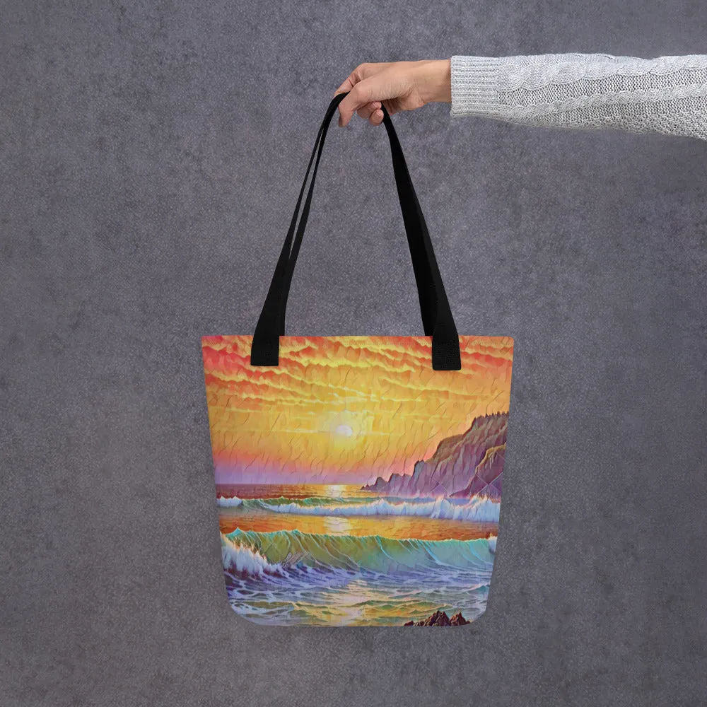 Oregon Coast Sunset - Digital Art - Tote bag