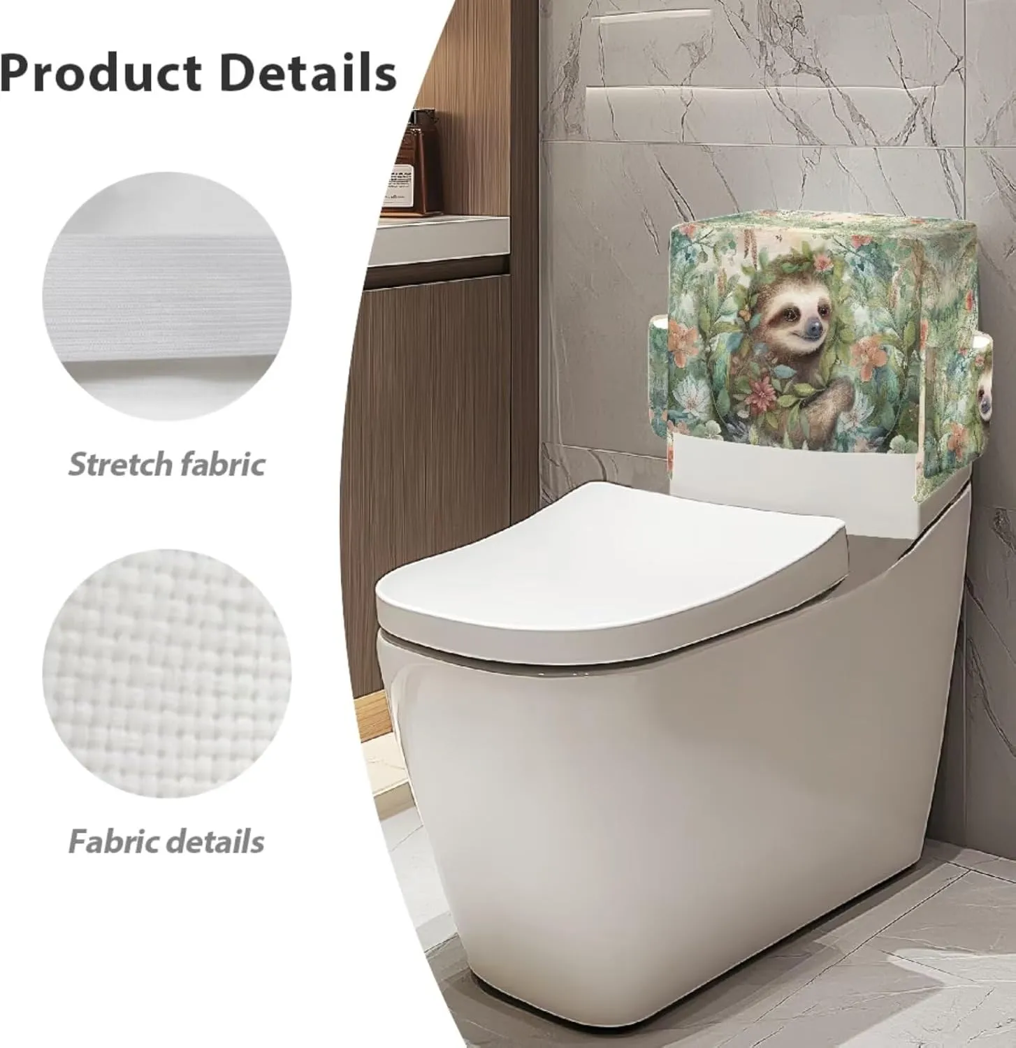 Otter Toilet Tank Lid Cover 2 Pack, Toilet Tank Cover with Storage Bag and Elastic Fabric Lid Protector Decor Perfect for Rentals Bathrooms