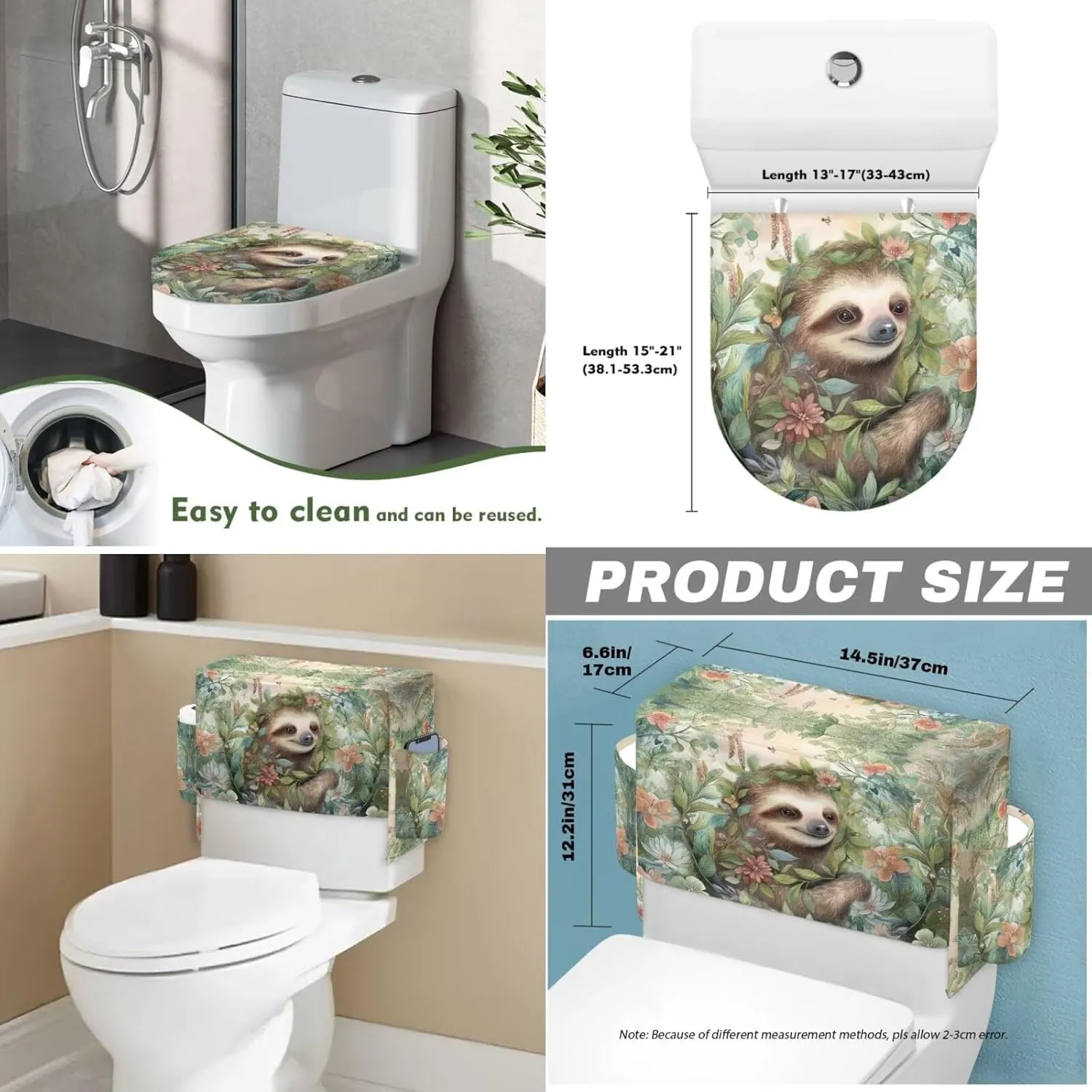 Otter Toilet Tank Lid Cover 2 Pack, Toilet Tank Cover with Storage Bag and Elastic Fabric Lid Protector Decor Perfect for Rentals Bathrooms