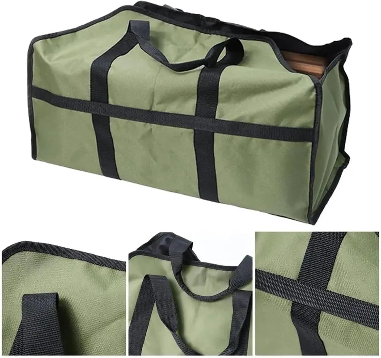 Outdoor Storage Bag,Log Tote Bag, Large Capacity Firewood Carrier Bag Log Tote Woodpile Rack Carrying Wood Holder with Handles ForPicnic Camping Outdoor(Camouflage)