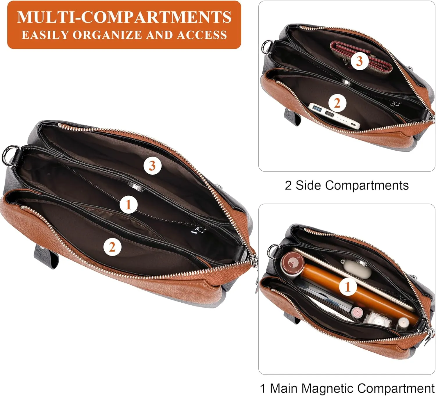 Over Earth Leather Handbags for Women Small Hobo Shoulder Bag Ladies Crossbody Purse