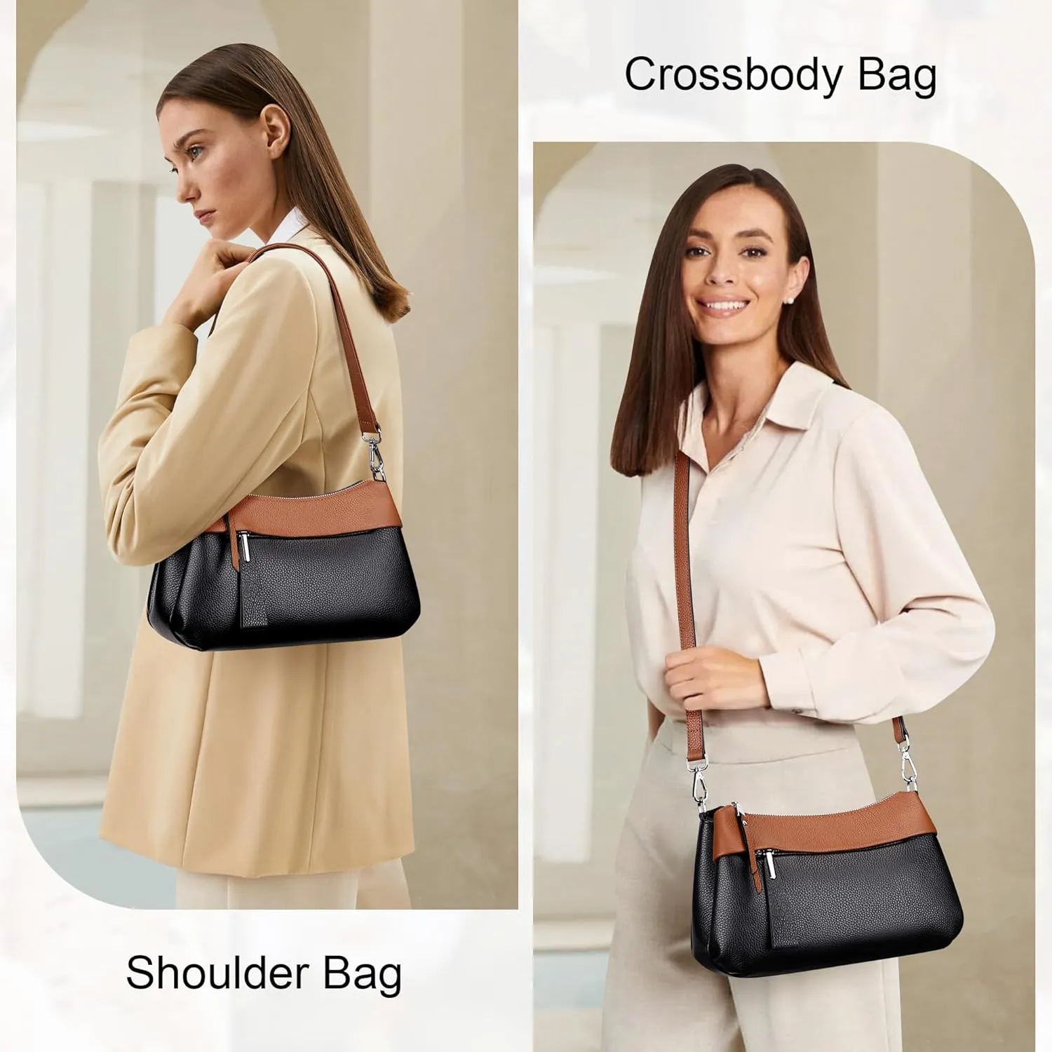 Over Earth Leather Handbags for Women Small Hobo Shoulder Bag Ladies Crossbody Purse