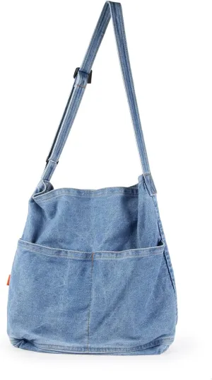 Oweisong Women Denim Tote Bags for School Canvas Hobo Shoulder Handbag Causal Jean Crossbody Bags Retro Large Capacity Purse