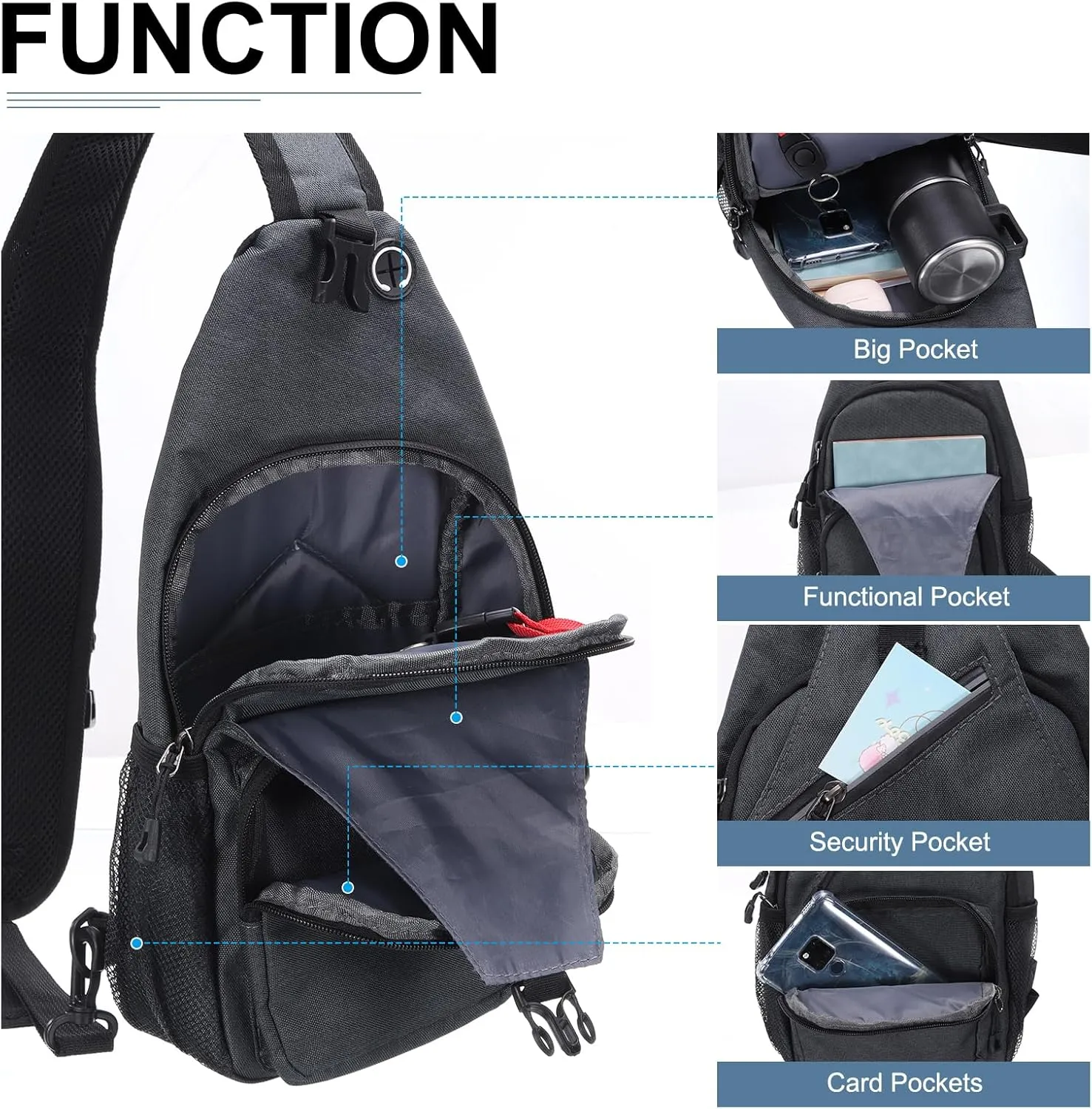 Oxford Small Sling Bag - Crossbody Backpack Casual Packs with Headphone Jack