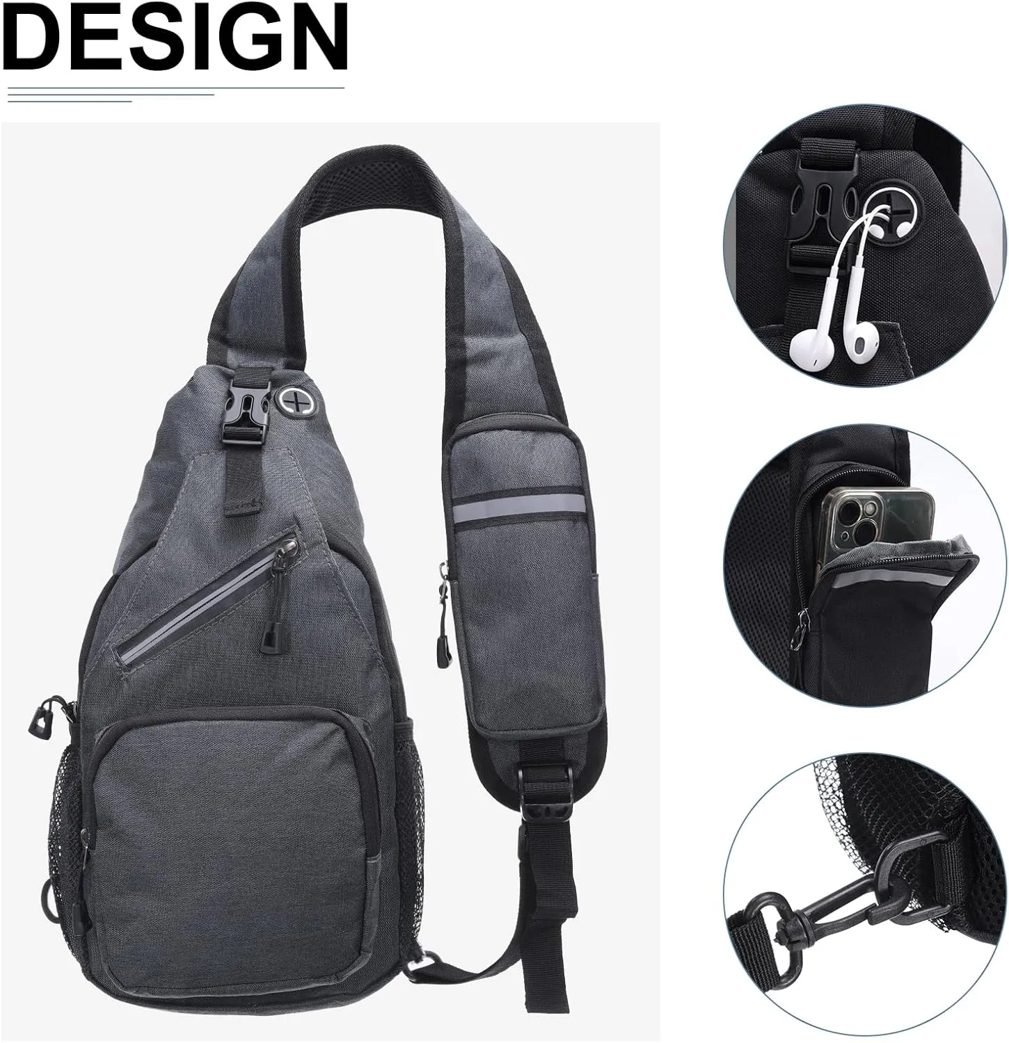 Oxford Small Sling Bag - Crossbody Backpack Casual Packs with Headphone Jack