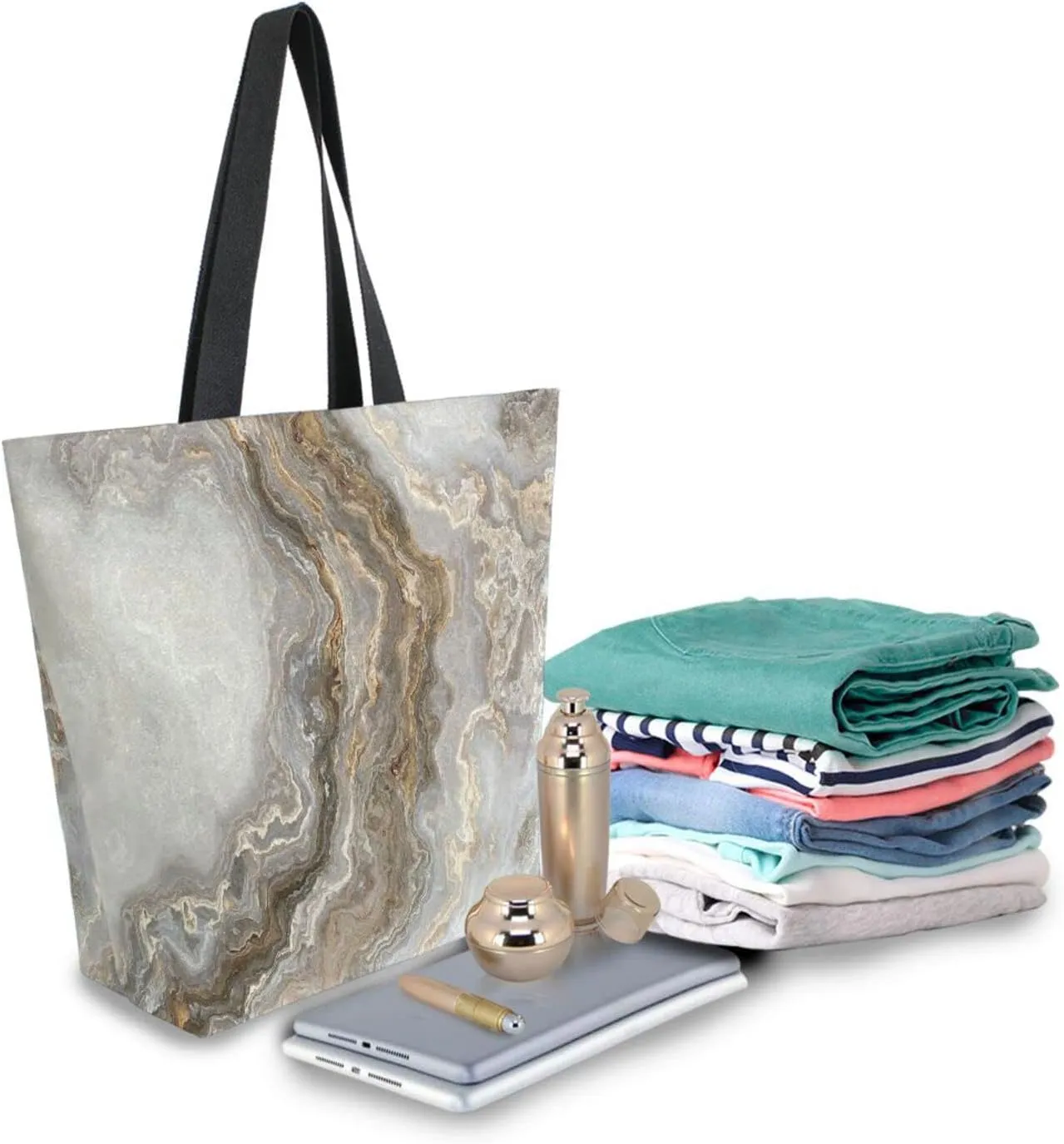Oyihfvs Canvas Tote Grocery Bag, Women Large Shoulder Bag, Reusable Grocery Handbag