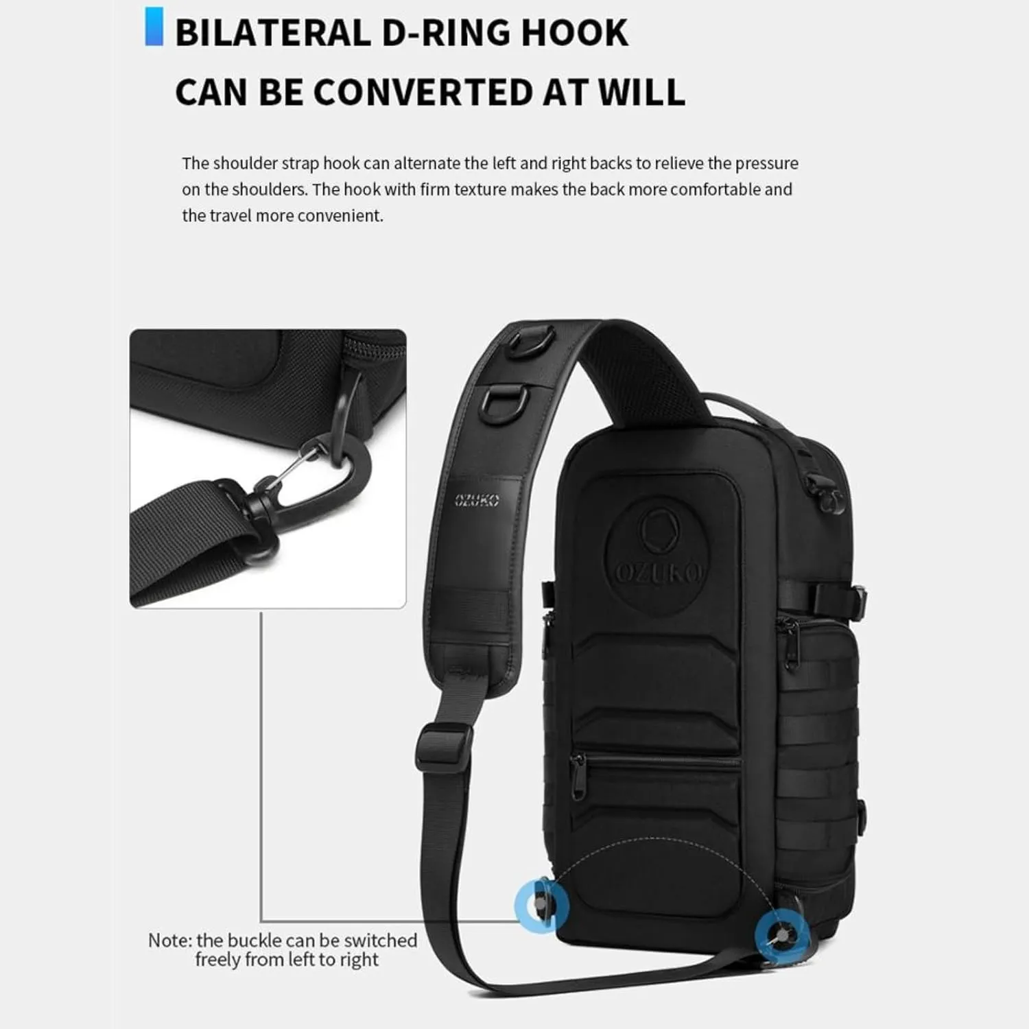 OZUKO 9585 Custom Logo Outdoor Waterproof Chest Bags Travel Cross Body Sling Bag Camera Stick Holder Sling Bag For Men(Camouflage)