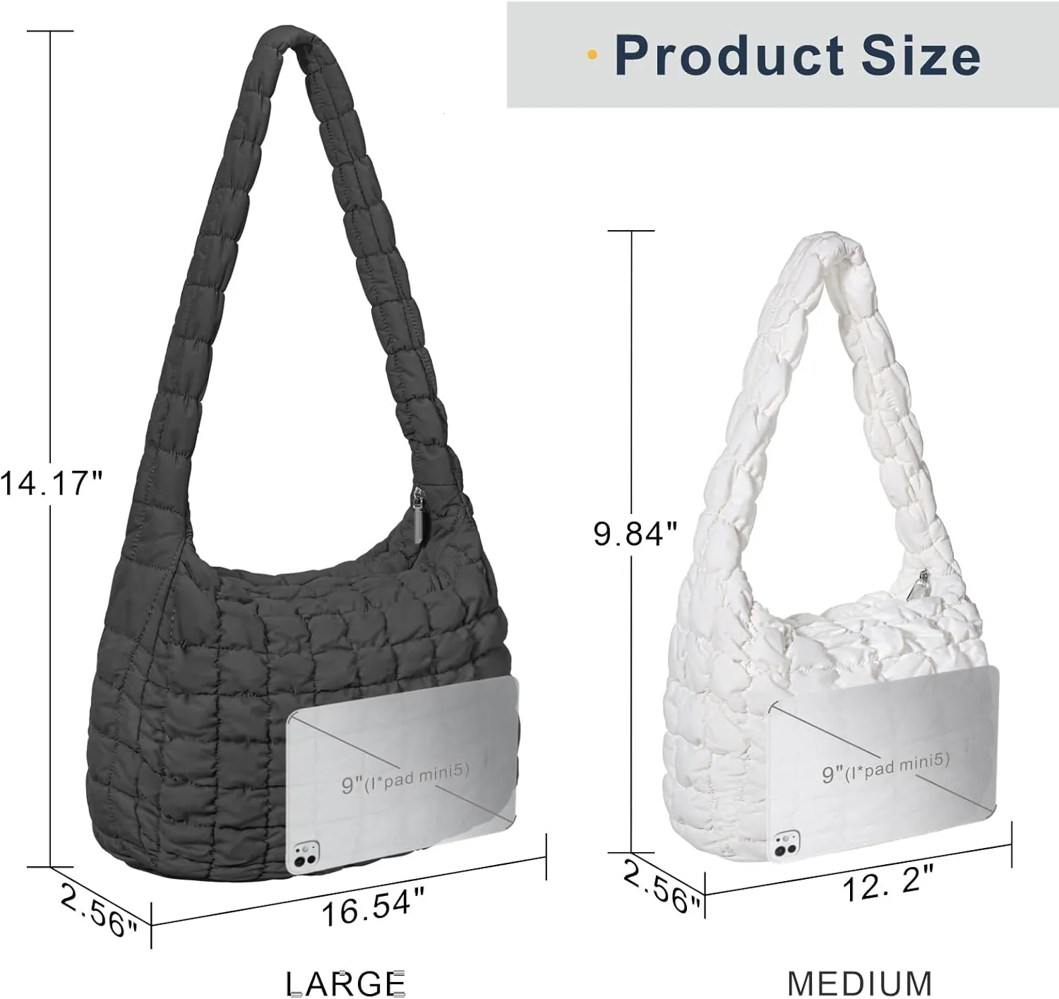 PACKISM Puffer Crossbody Bags for Women - Large Carryall Puffy Quilted Tote Bag Lightweight Bubble Soft Shoulder Purse