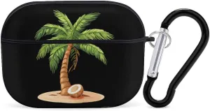 Palm Tree with Coconut Funny Hard Case Compatible with Airpods Pro Earbuds Headset Cover Protective Storage Bag for Men Women