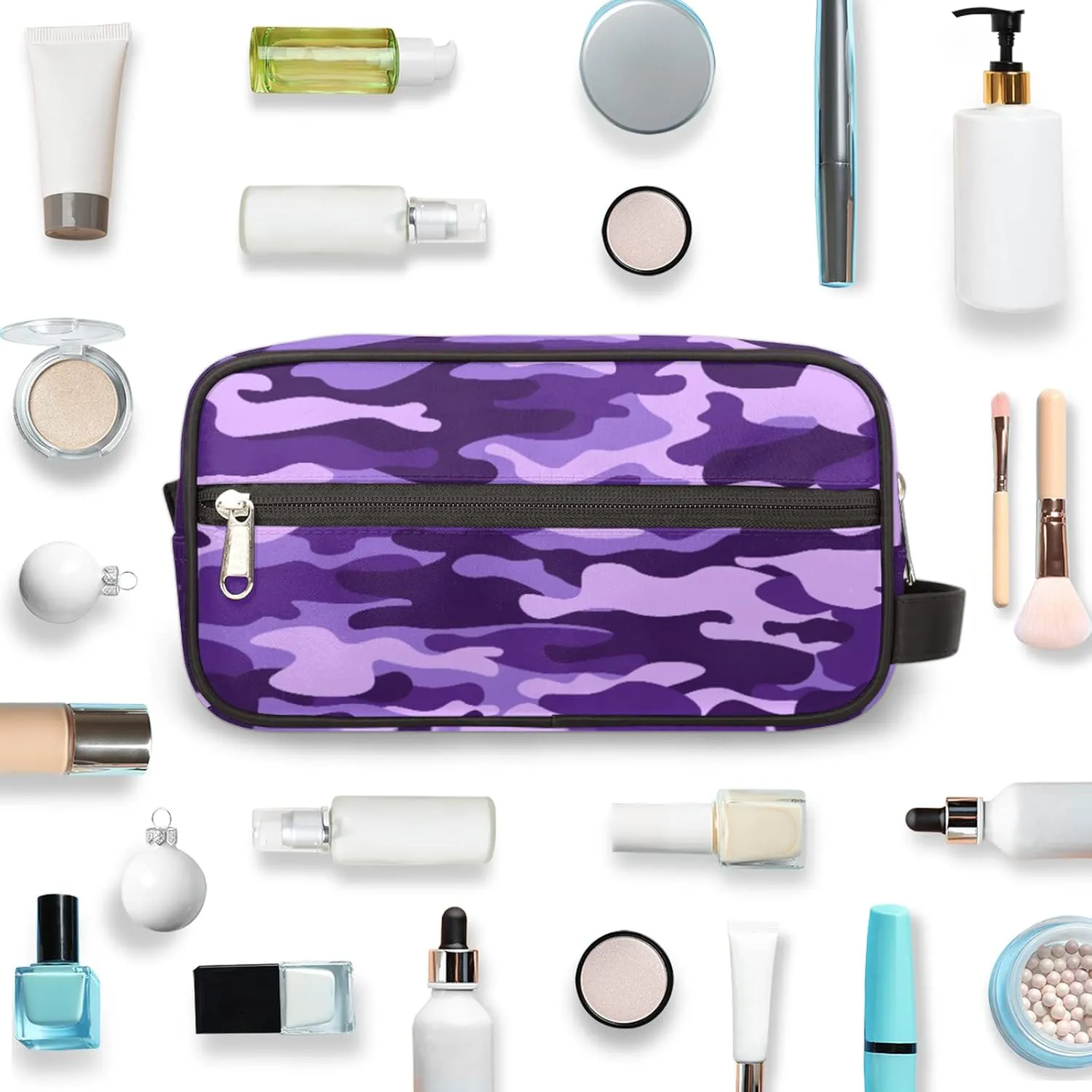 Pardick Travel Toiletry Bag for Women Men Purple Camouflage Camo Organizer Cosmetic Makeup Bag Lightweight Waterproof Shaving Bag Dopp Kit Large Capacity for Toiletries and Shaving Accessories