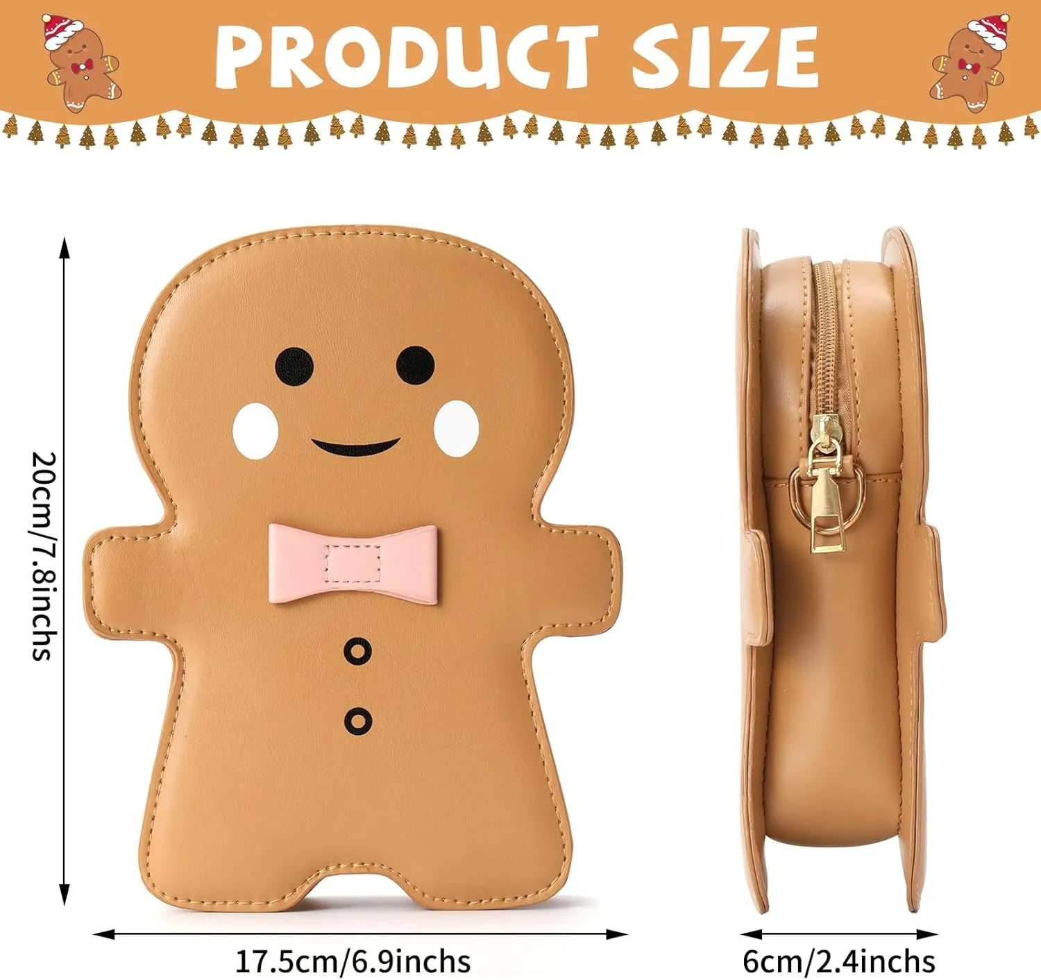 party greeting Christmas Crossbody Bag Gingerbread Man Crossbody Purse Christmas Gingerbread Man Shaped Phone Bag