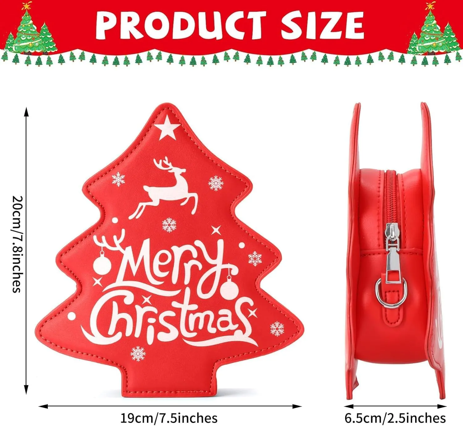 party greeting Crossbody Purse for Women Christmas Tree Shaped Phone Wallet Handbags for Merry Christmas Gift
