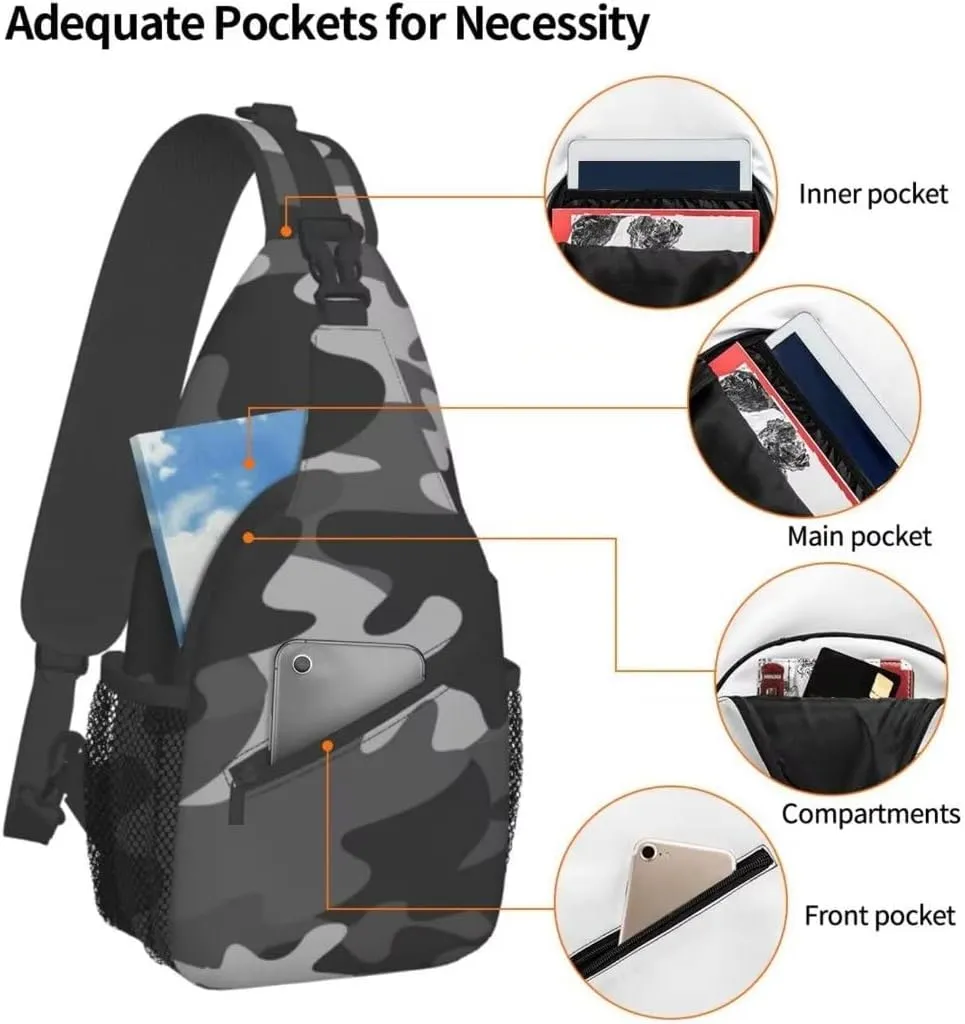 Patterned Sling Bag Crossbody Backpack,Adjustable Chest Bag Casual Shoulder Backpack Travel Hiking Daypack Unisex