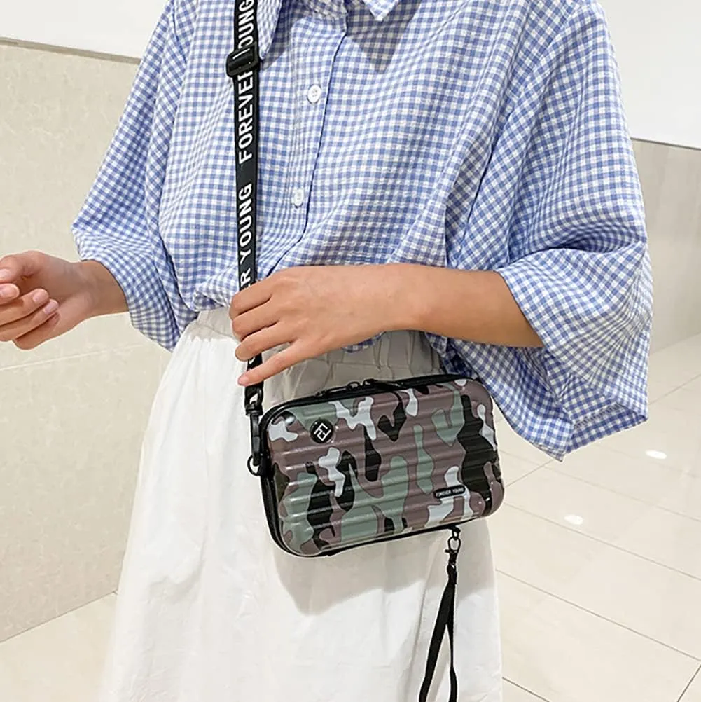 PC ABS Lightweight Hard Shell Travel Suitcase,Cosmetic Crossbody Bag For Women,Unisex Multifunctional Makeup Shoulder Luggage