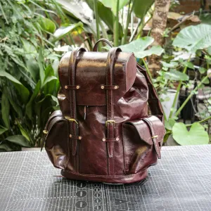 【PDF Pattern】Wine red cowhide handmade backpack/commuting backpack/casual fashion backpack/ backpack pattern