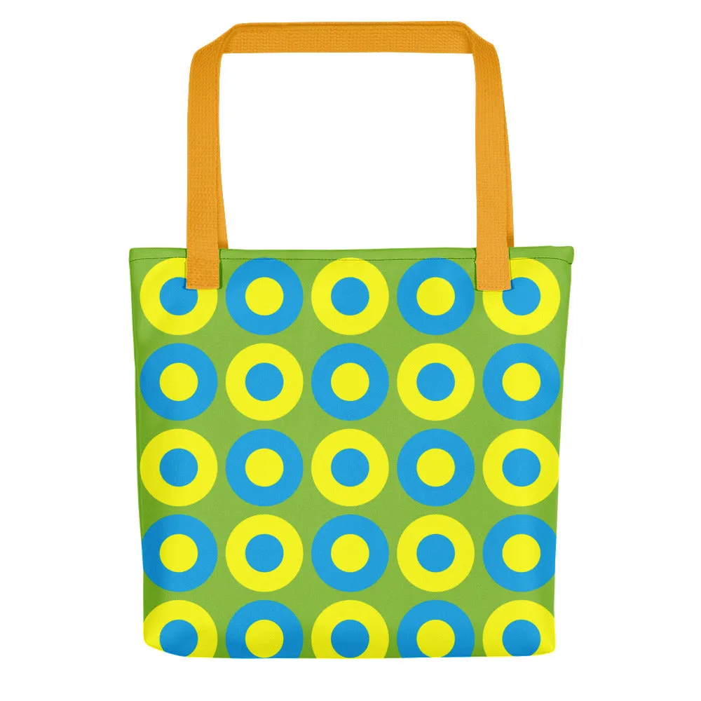 Pear Green, Blue & Yellow Chromadot Tote Bag