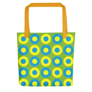 Pear Green, Blue & Yellow Chromadot Tote Bag