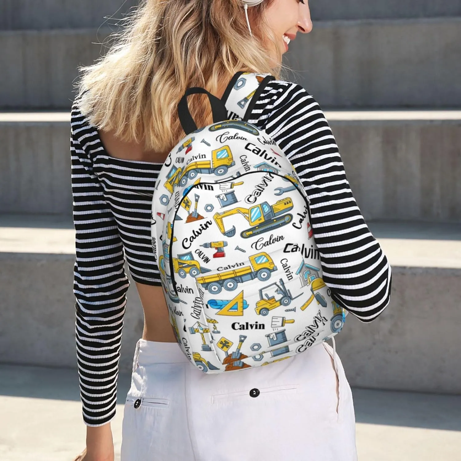Personalized Backpack| Custom Name Backpacks For Her/Him For Work,Weekend Getaway,Traveling,Hiking,Camping |Funny Vehicle Pattern Backpack (A - style 2)