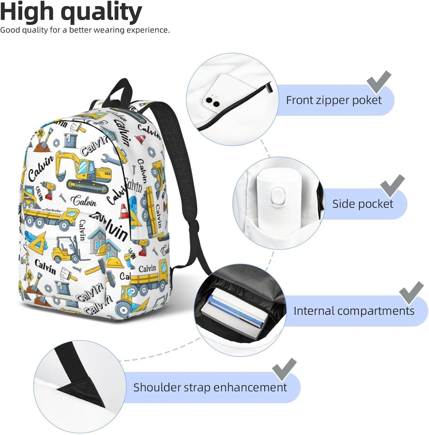 Personalized Backpack| Custom Name Backpacks For Her/Him For Work,Weekend Getaway,Traveling,Hiking,Camping |Funny Vehicle Pattern Backpack (A - style 2)