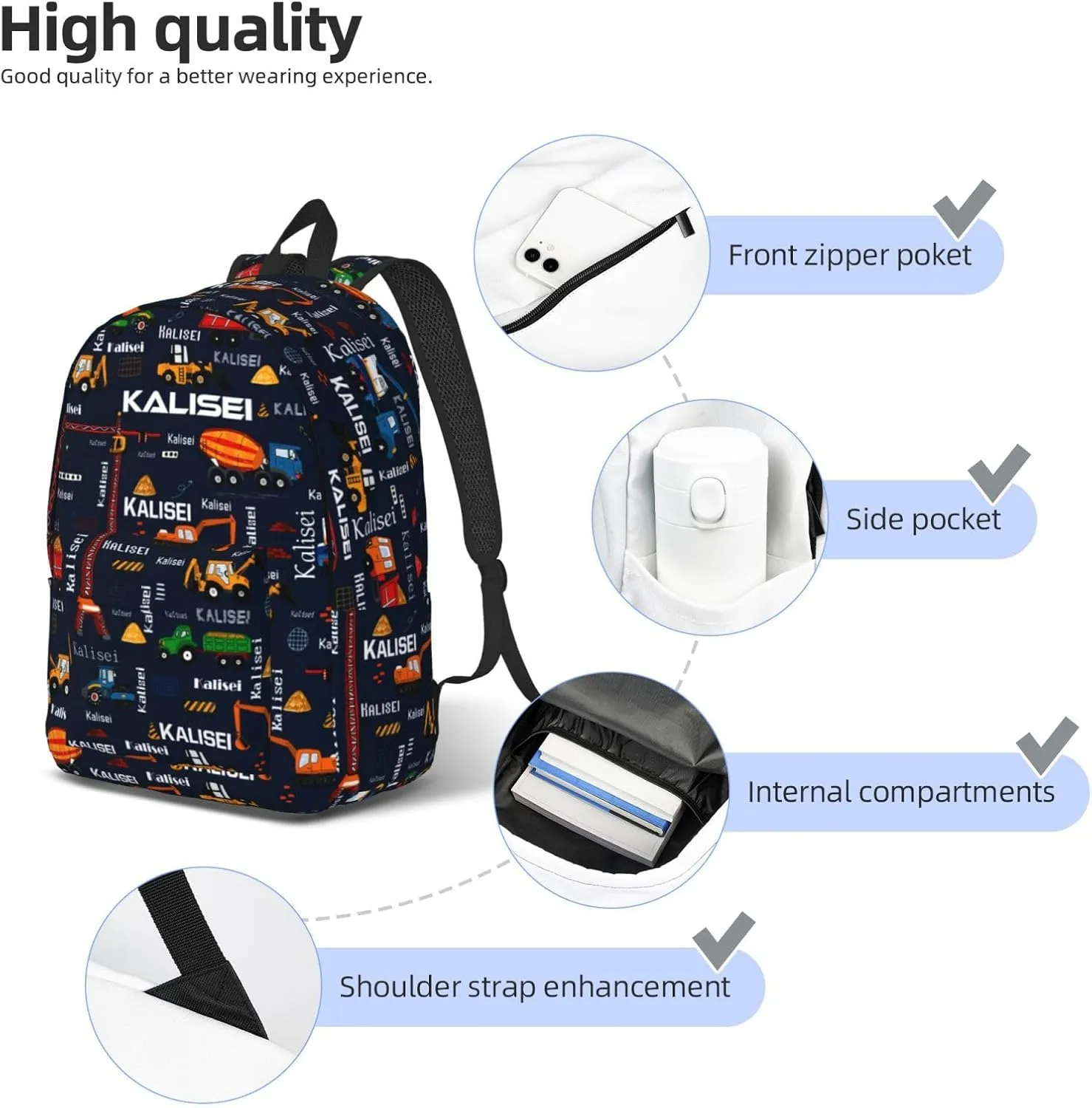 Personalized Backpack| Custom Name Backpacks For Her/Him For Work,Weekend Getaway,Traveling,Hiking,Camping |Funny Vehicle Pattern Backpack (A - style 5)