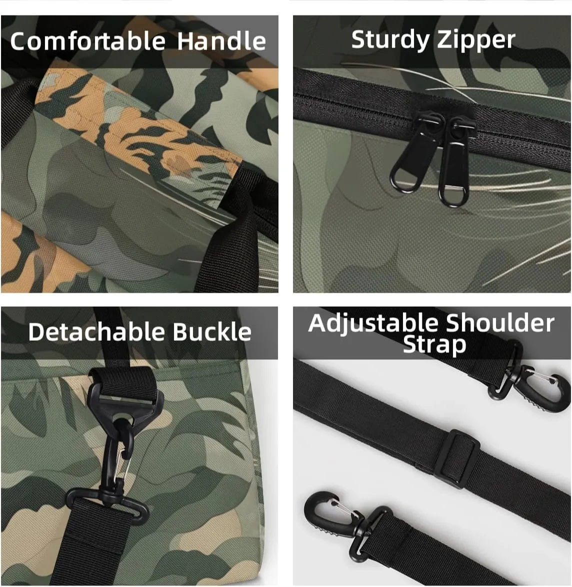 Personalized Custom Gym Bag for Women Men Carry on Tiger Camouflage Travel Duffel Tote Green Jungle Overnight Workout Weekender Bag