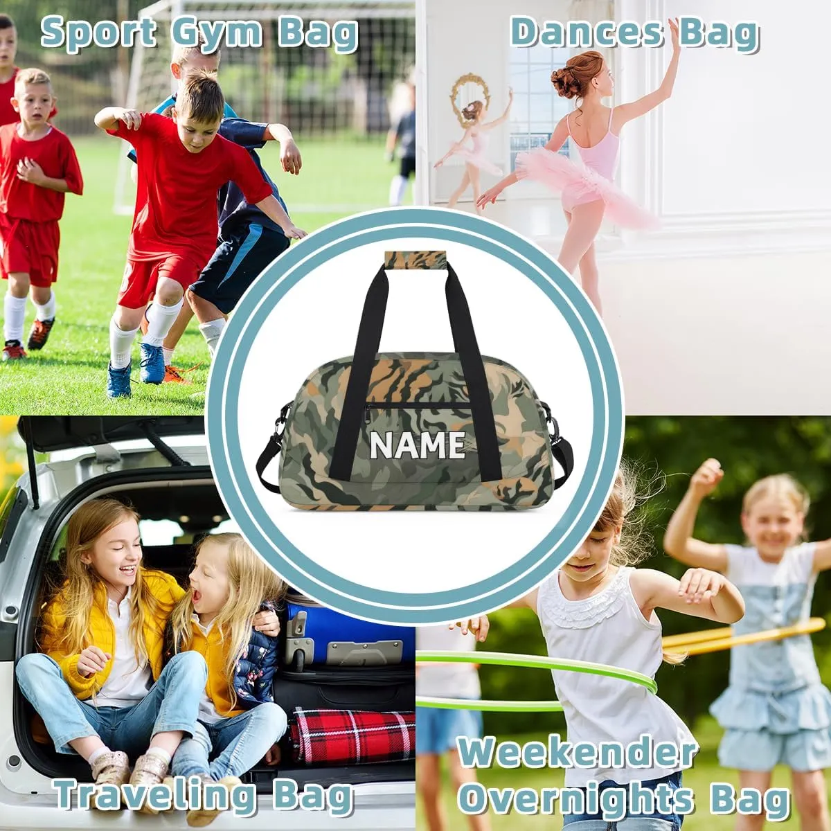 Personalized Custom Gym Bag for Women Men Carry on Tiger Camouflage Travel Duffel Tote Green Jungle Overnight Workout Weekender Bag
