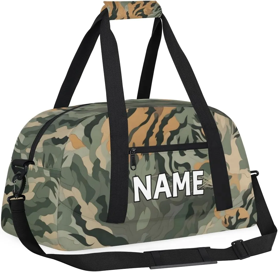 Personalized Custom Gym Bag for Women Men Carry on Tiger Camouflage Travel Duffel Tote Green Jungle Overnight Workout Weekender Bag