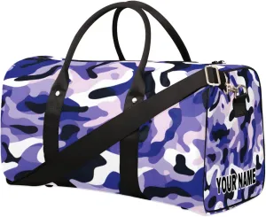 Personalized Custom Travel Duffel Bag, Sports Gym Bag Duffle Bags, Foldable Dance Bag Weekender Overnight Bag Carry On Tote Bag Luggage Handbag for Men Women, Purple Black Camouflage