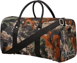 Personalized Custom Travel Duffel Bag, Sports Gym Bag Duffle Bags, Foldable Dance Bag Weekender Overnight Bag Carry On Tote Bag Luggage Handbag for Women Men, Forest Tree Camouflage Camo