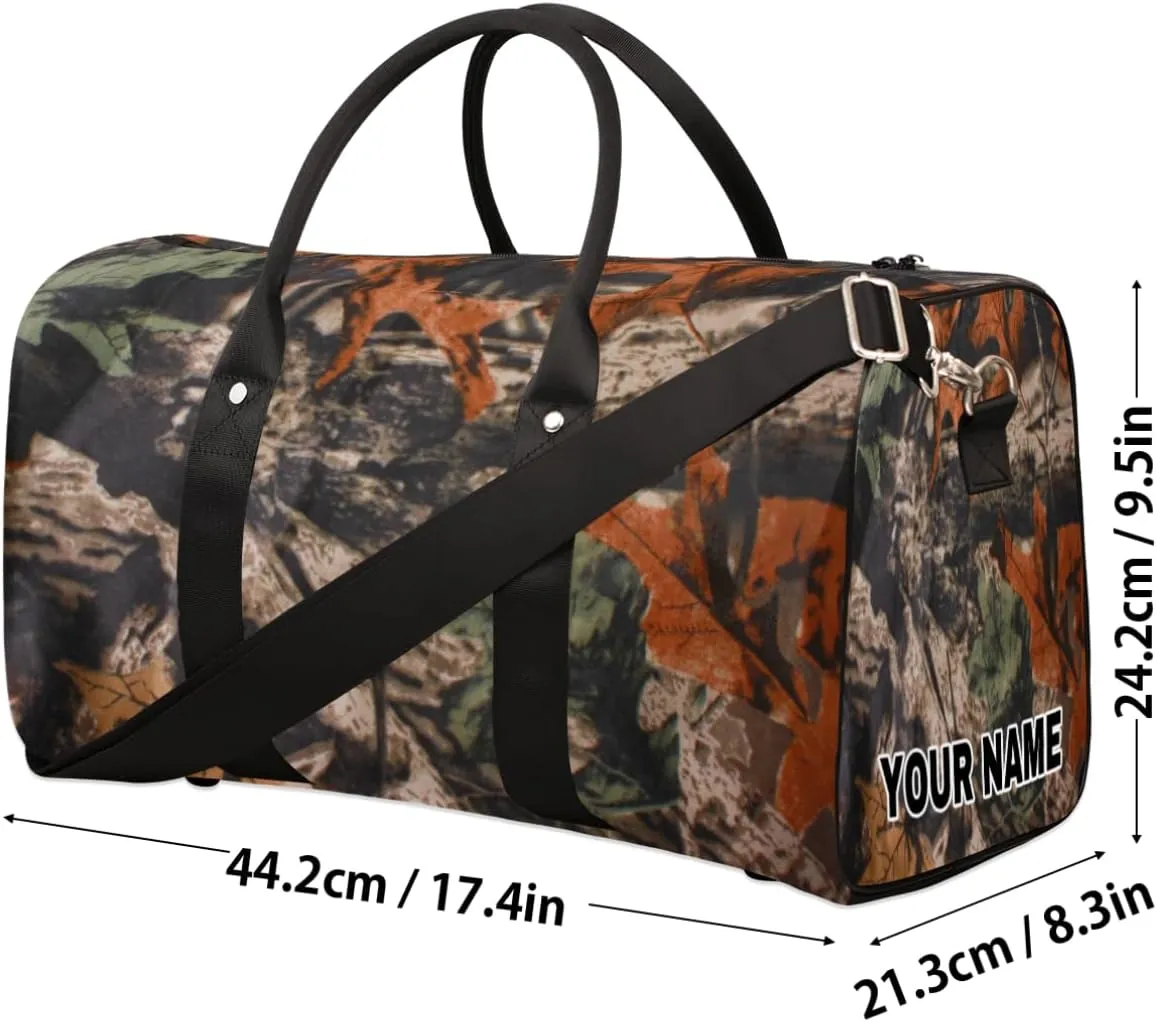 Personalized Custom Travel Duffel Bag, Sports Gym Bag Duffle Bags, Foldable Dance Bag Weekender Overnight Bag Carry On Tote Bag Luggage Handbag for Women Men, Forest Tree Camouflage Camo