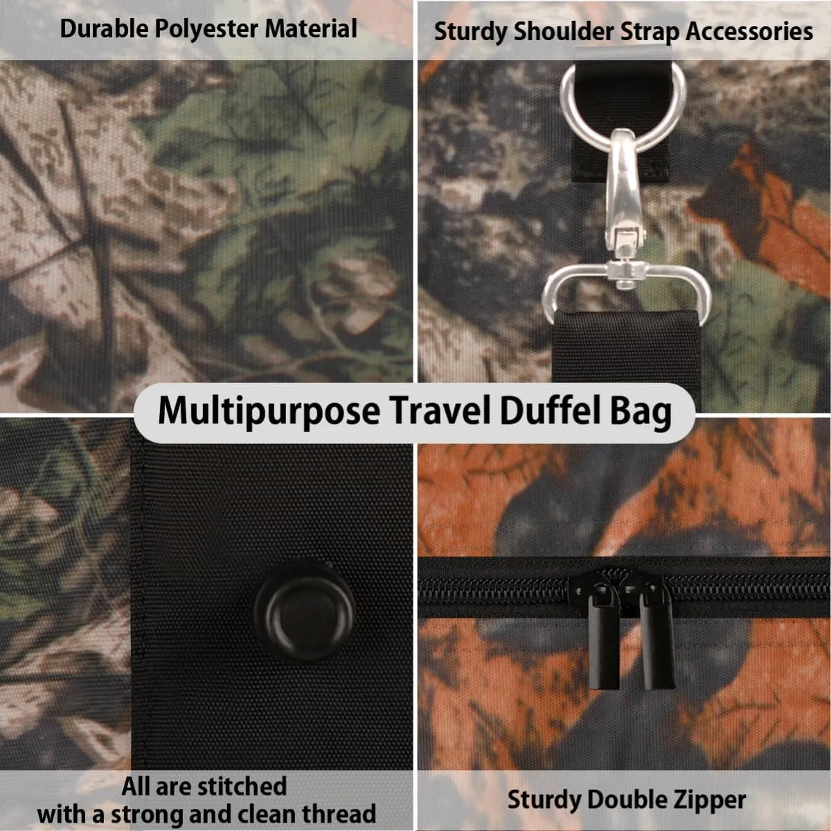 Personalized Custom Travel Duffel Bag, Sports Gym Bag Duffle Bags, Foldable Dance Bag Weekender Overnight Bag Carry On Tote Bag Luggage Handbag for Women Men, Forest Tree Camouflage Camo