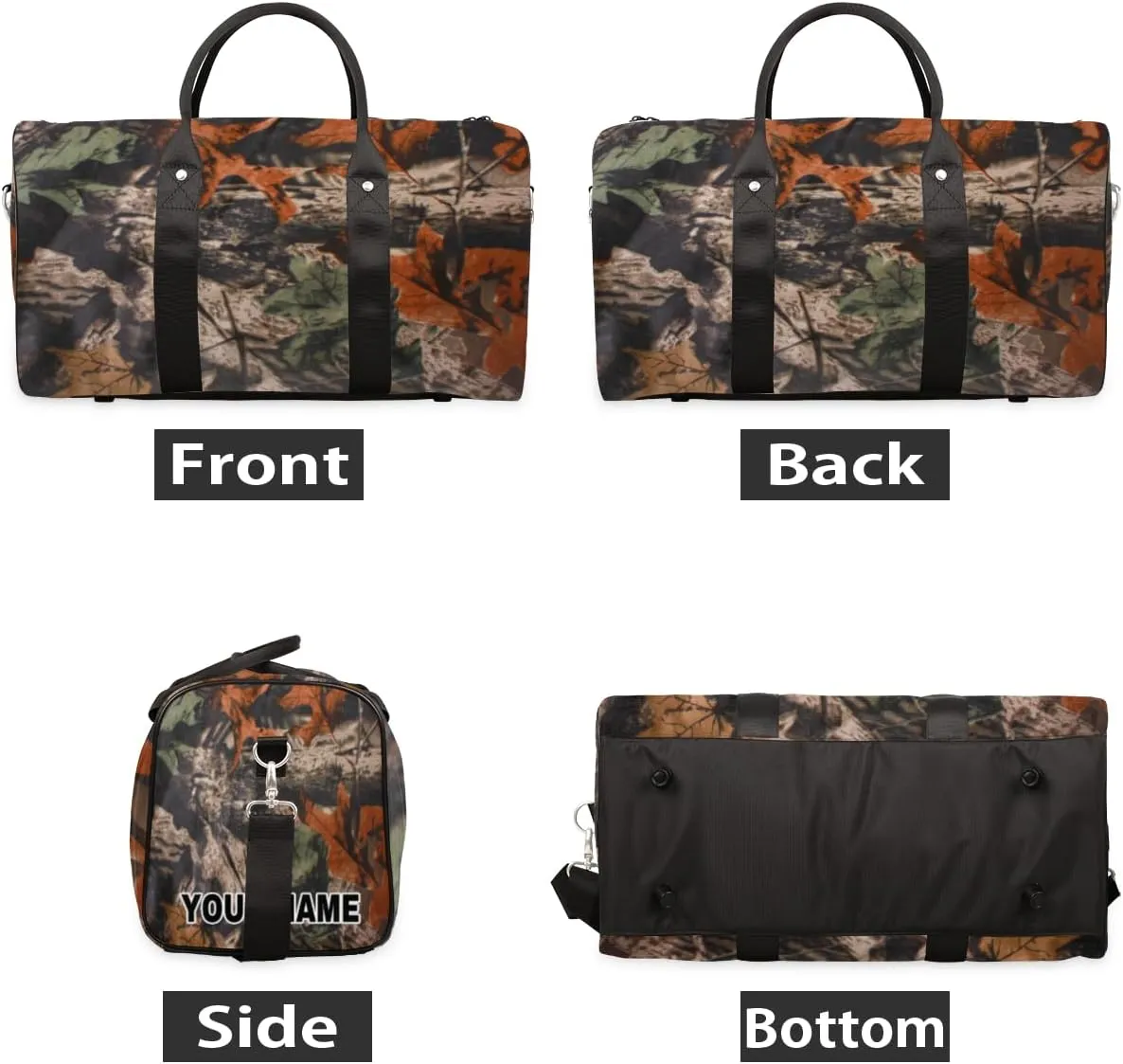 Personalized Custom Travel Duffel Bag, Sports Gym Bag Duffle Bags, Foldable Dance Bag Weekender Overnight Bag Carry On Tote Bag Luggage Handbag for Women Men, Forest Tree Camouflage Camo