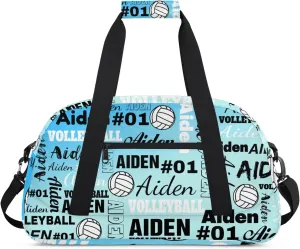 Personalized Name Volleyball Duffle Bags Custom Number Sport Ball Sports Gym Bag Weekender Overnight Training Bag, Gradient Blue
